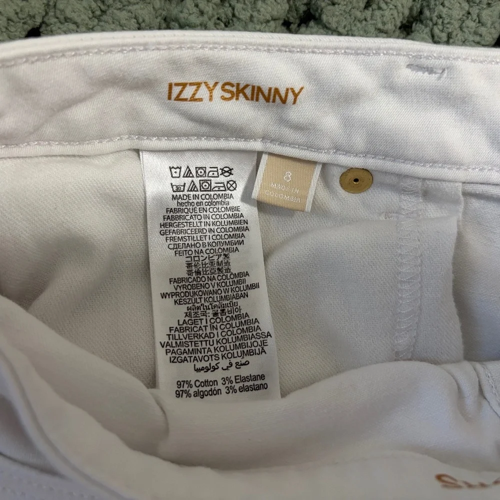 Michael Kors White Skinny Jeans – Size 8 – Gold Button Detail ✨🤍
